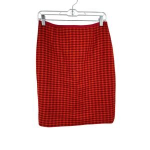 Tory Burch Women’s 4 Wool Blend Mini Pencil Skirt  Burnt Orange Houndstooth